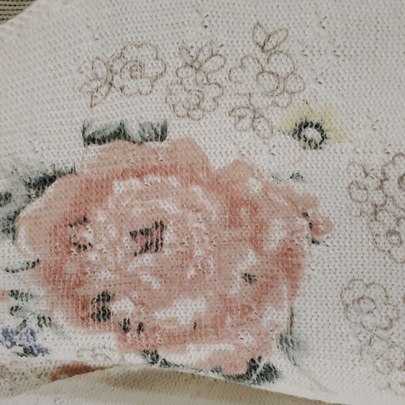 ❄️vintage cream knit floral print long sleeve pullover sweater - Picture 4 of 5